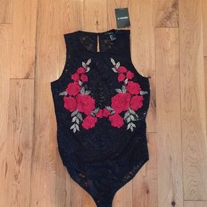 Lace floral bodysuit